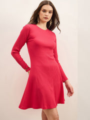 Zummer Magenta Rib Short Skater Dress